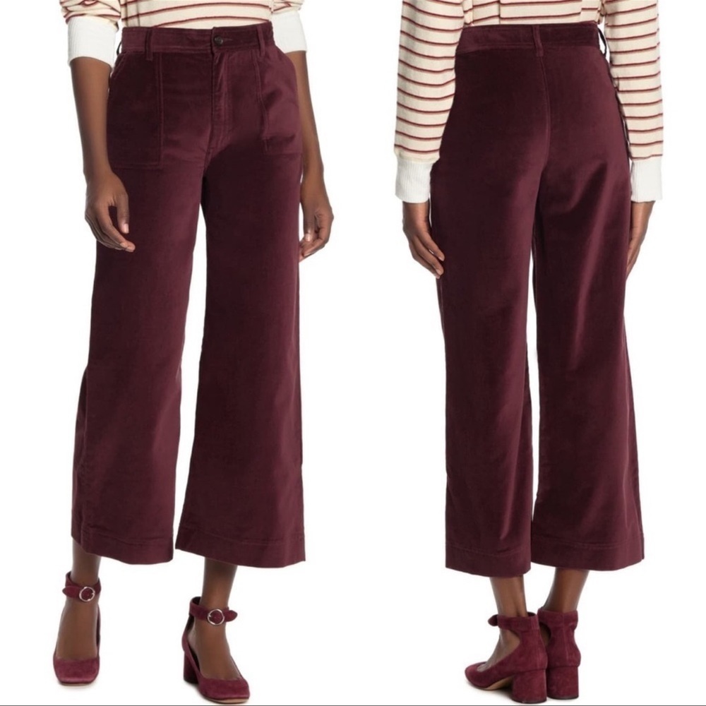 Frye velvet crop pants size 31 nwt burgundy/maroon